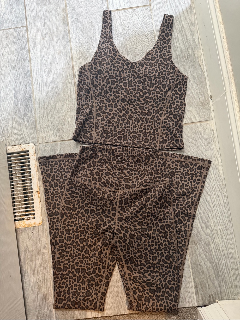 Leopard Print Tank & Legging Set - Brown